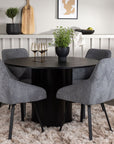 Venture Home Olivia Dining Table - Black / Black Veneer +Rosie Dining Chair - Black / Dark grey Fabric _4 - vivahabitat.com