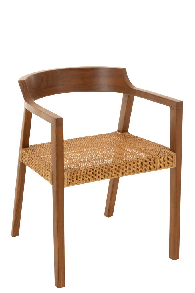 Dining Chair Square Open Webbing Teak Wood Brown - vivahabitat.com