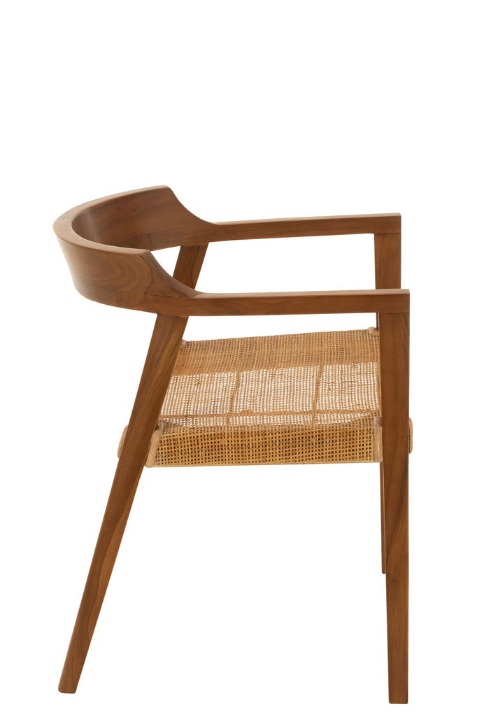 Dining Chair Square Open Webbing Teak Wood Brown - vivahabitat.com