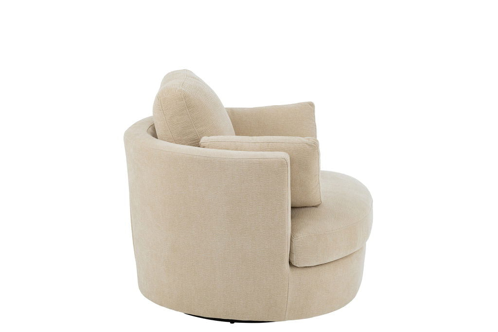 Lounge Chair Swiv Poplar Wood/Foam Beige - vivahabitat.com