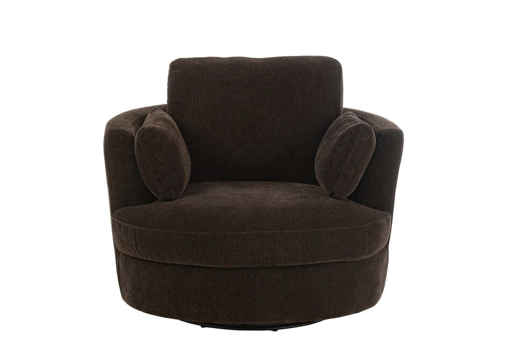 Chair Swivel Poplar Wood/Foam Dark Brown - vivahabitat.com