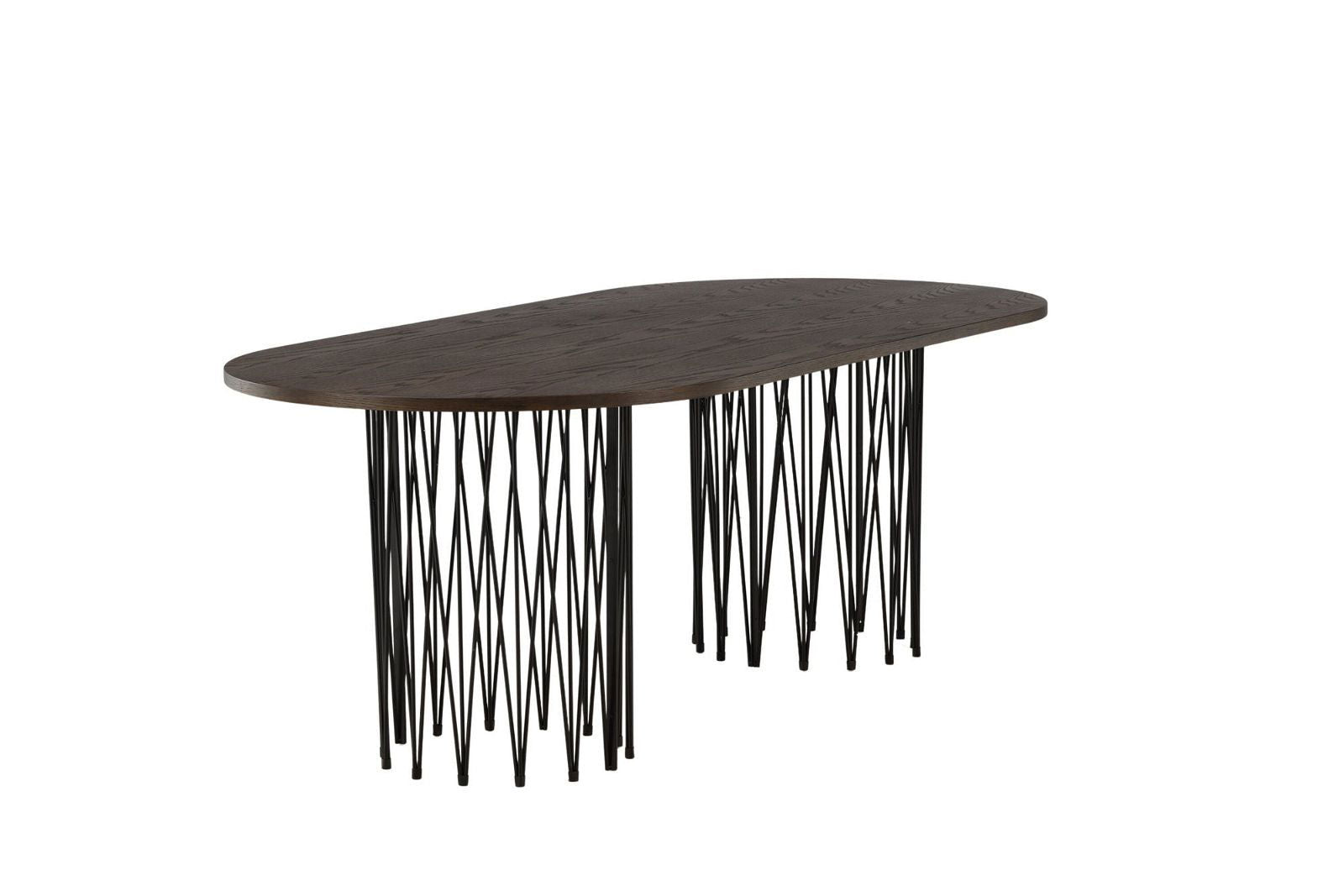 Furniture Fashion Stone oval Dining Table - Black / Mocca Veneer - vivahabitat.com