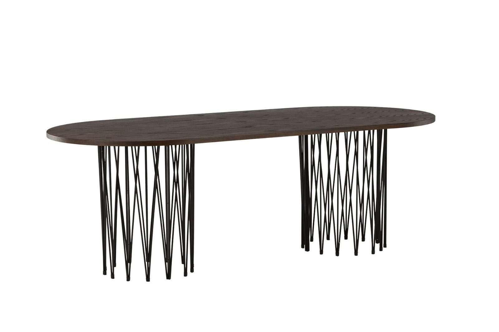 Furniture Fashion Stone oval Dining Table - Black / Mocca Veneer - vivahabitat.com