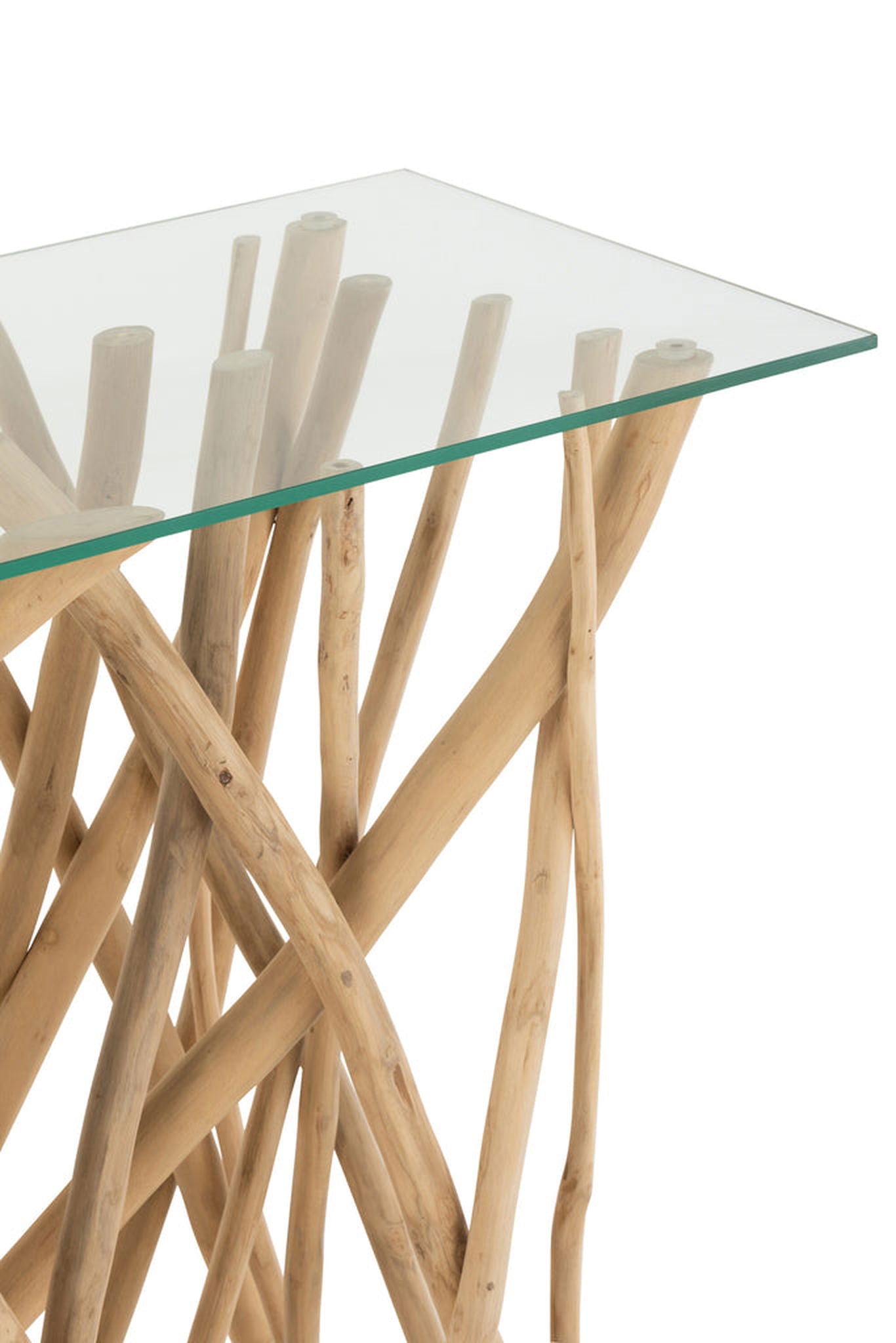 Console Branches Teak Wood Natural/Glass - vivahabitat.com