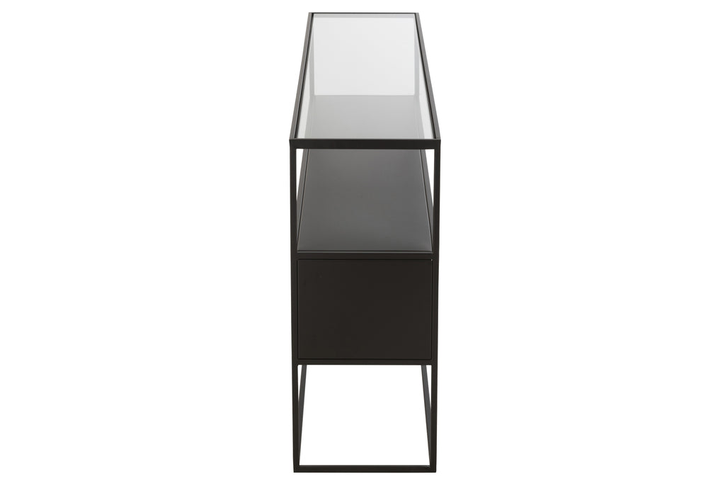 Console Square Metal/Glass Black - vivahabitat.com