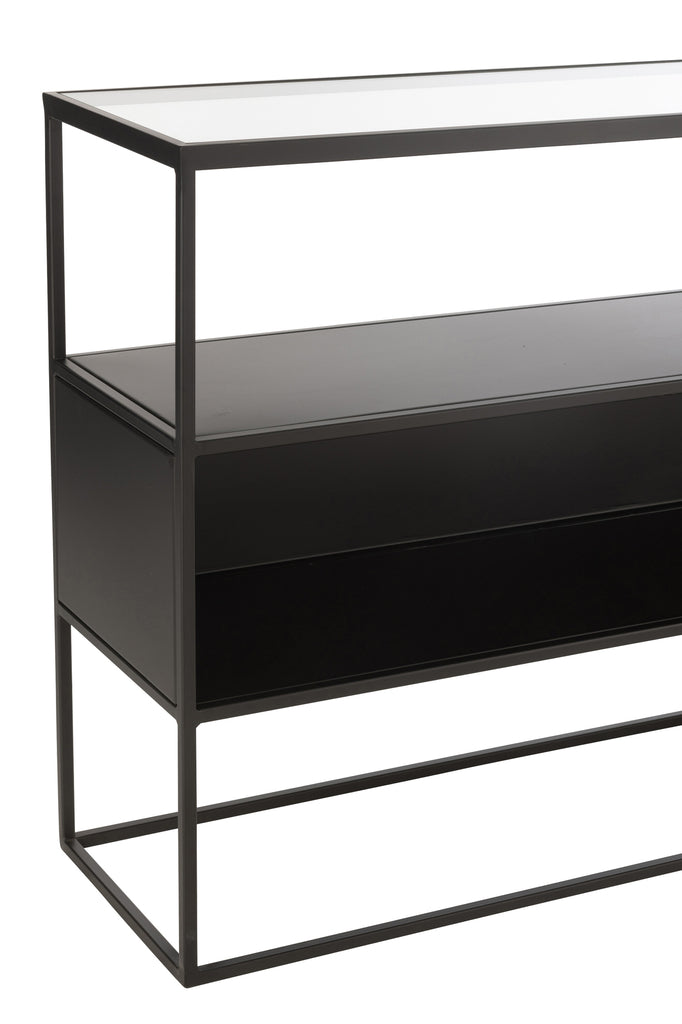 Console Square Metal/Glass Black - vivahabitat.com