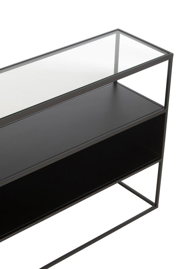 Console Square Metal/Glass Black - vivahabitat.com