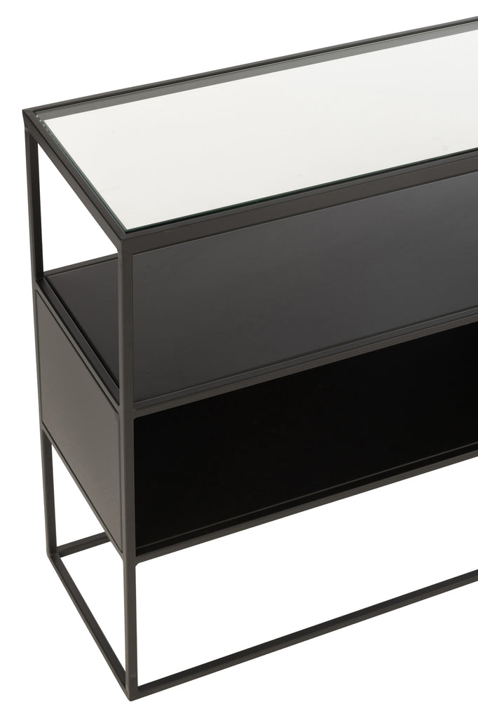 Console Square Metal/Glass Black - vivahabitat.com