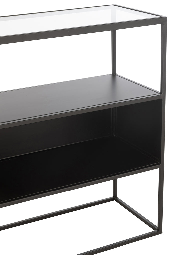 Console Square Metal/Glass Black - vivahabitat.com