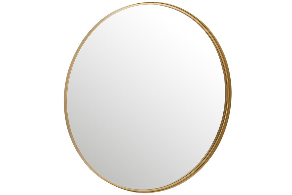 Mirror Round High Border Metal/Glass Gold Large - vivahabitat.com