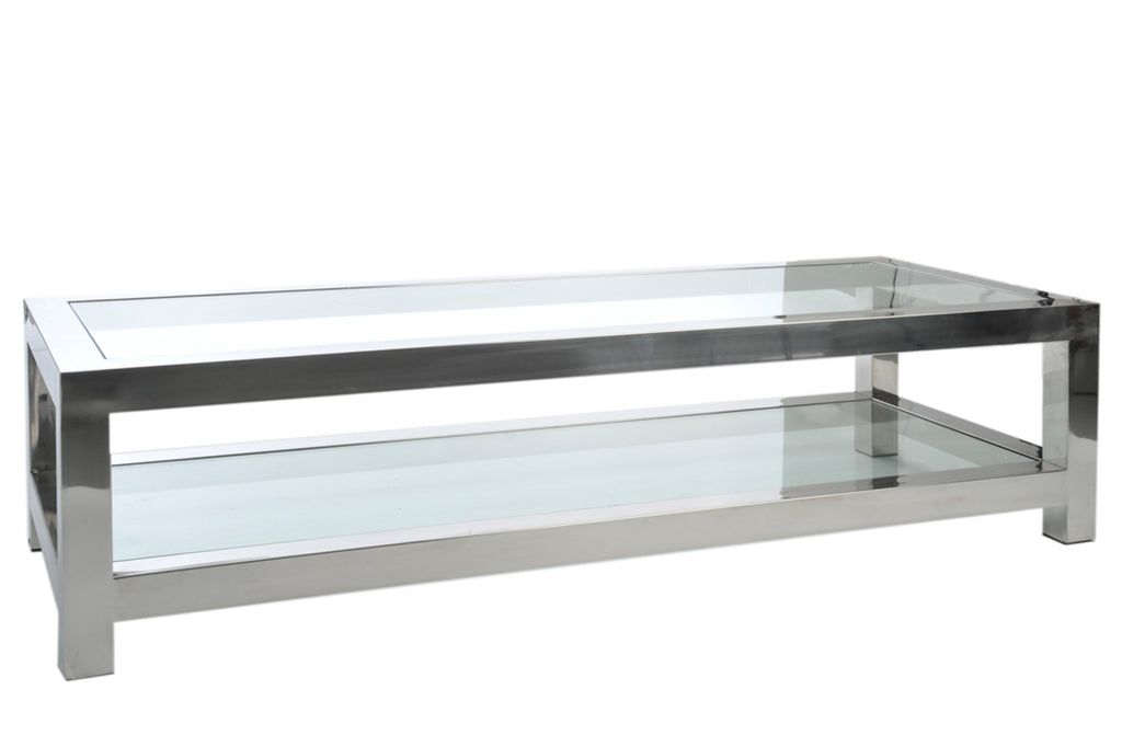 Coffee Table Stainless Steel/Glass Silver - vivahabitat.com