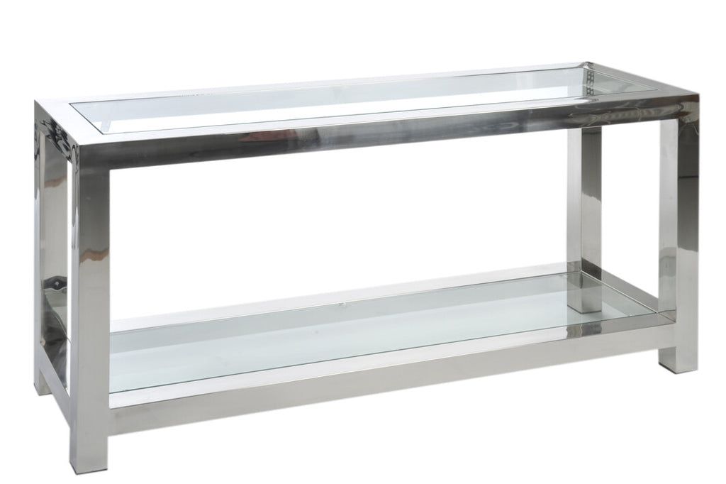 Console Stainless Steel/Glass Silver 140X40x70cm - vivahabitat.com