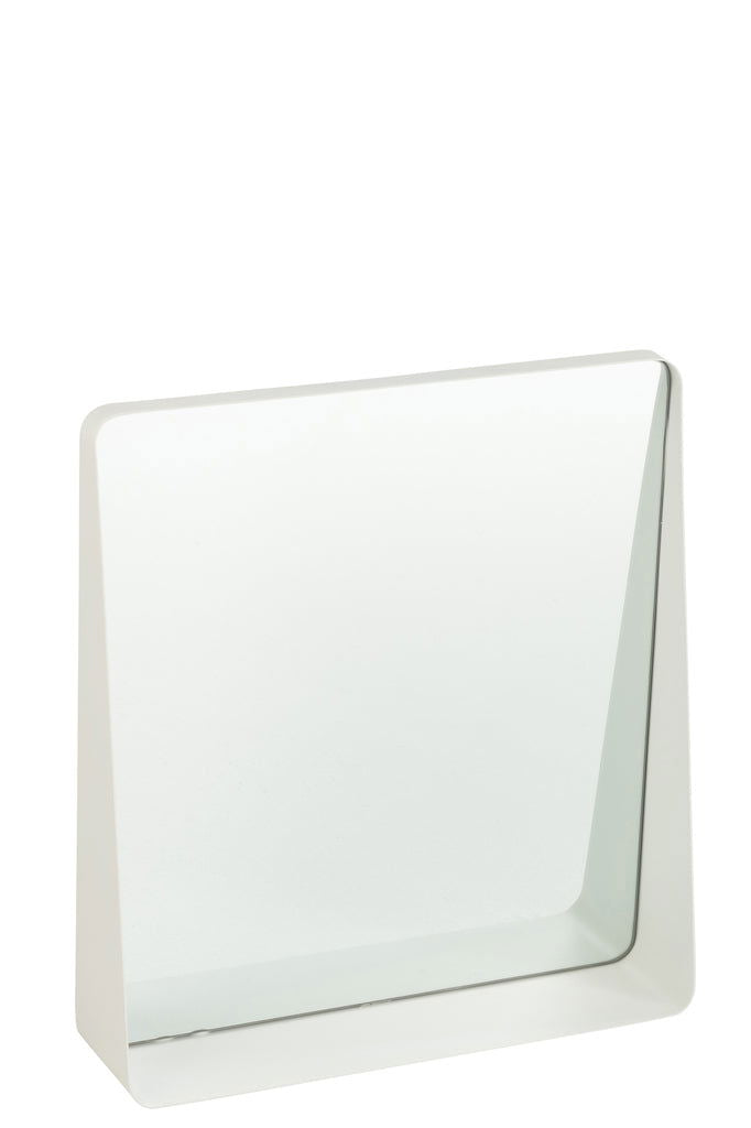 Wall Mirror Square Metal/Glass White - vivahabitat.com