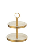 Cake Stand Round 2 Levels Metal White/Gold - vivahabitat.com