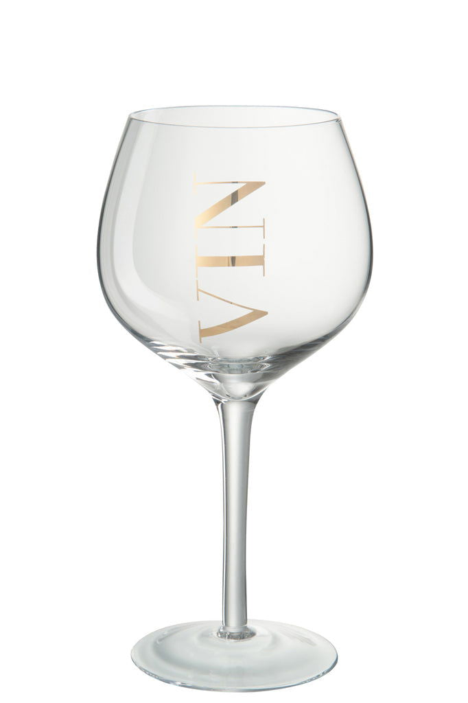 Wine Glass Red Glass Transparent/Gold - vivahabitat.com