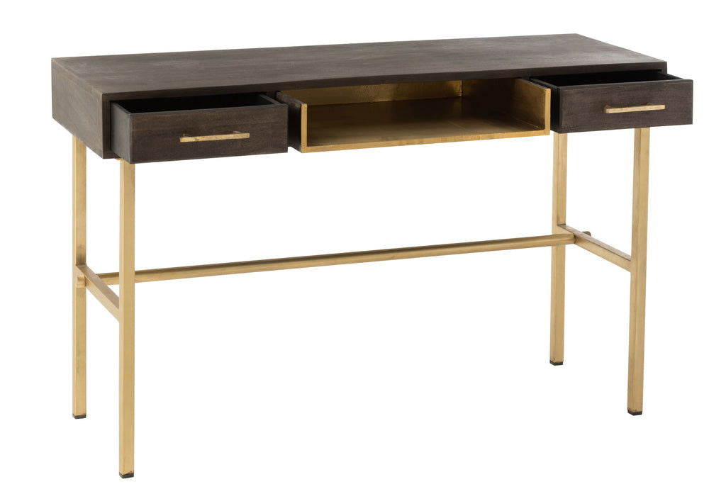 Console Janis 2Drawers Mango Wood/Iron Brown/Gold - vivahabitat.com