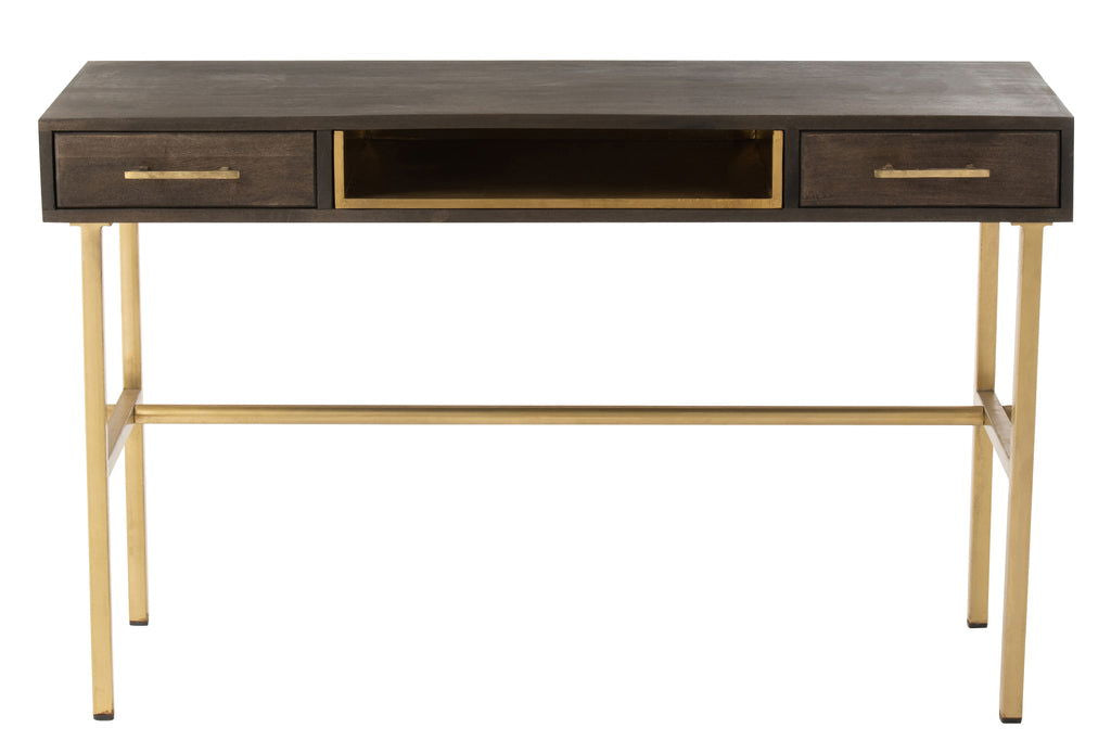 Console Janis 2Drawers Mango Wood/Iron Brown/Gold - vivahabitat.com