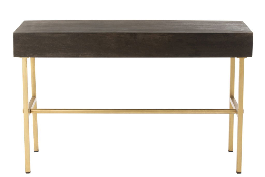 Console Janis 2Drawers Mango Wood/Iron Brown/Gold - vivahabitat.com