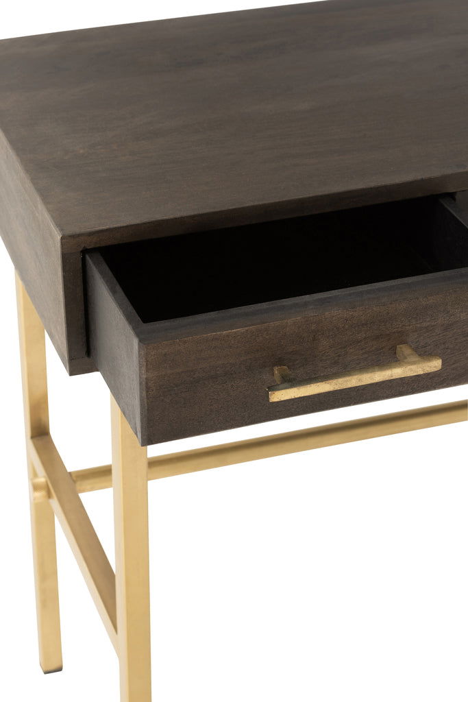 Console Janis 2Drawers Mango Wood/Iron Brown/Gold - vivahabitat.com