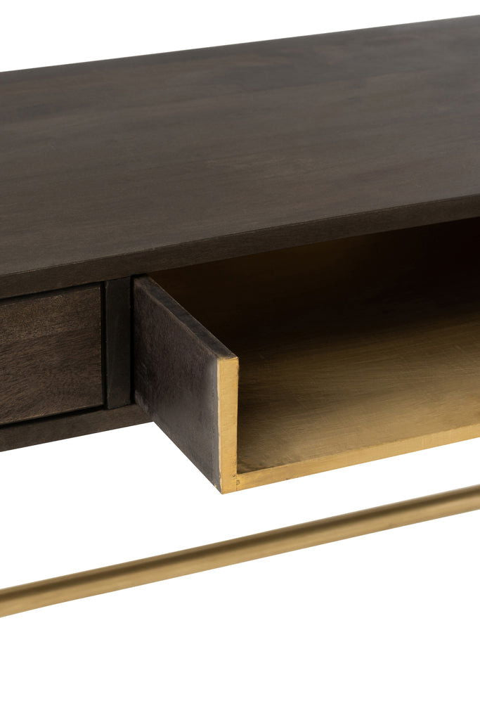 Console Janis 2Drawers Mango Wood/Iron Brown/Gold - vivahabitat.com