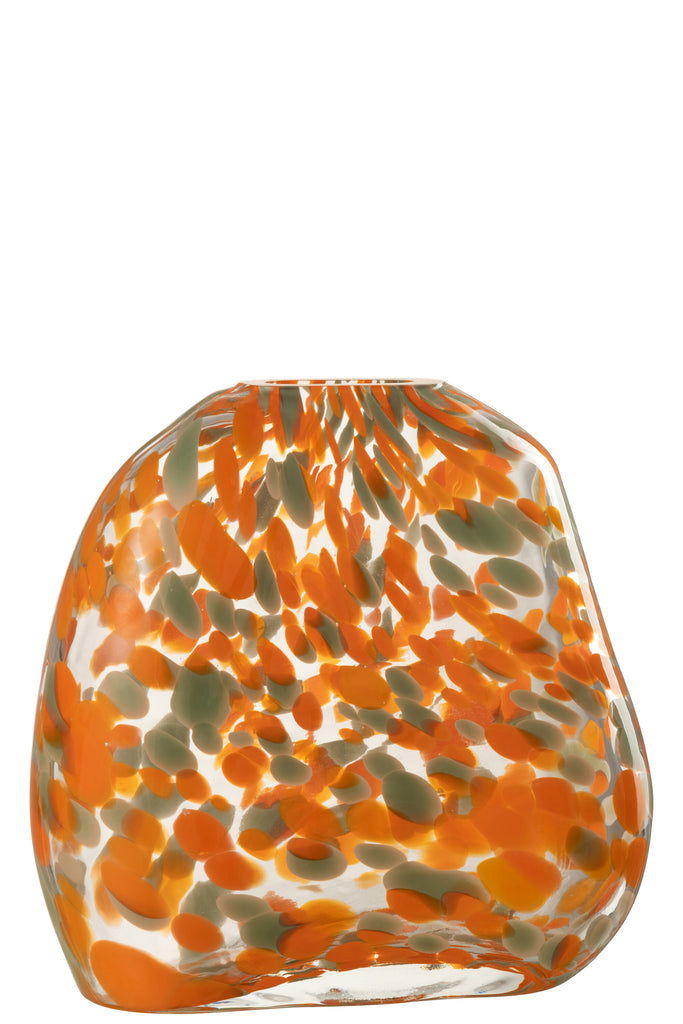 Vase Flat Spots Glass Orange/Green Large - vivahabitat.com