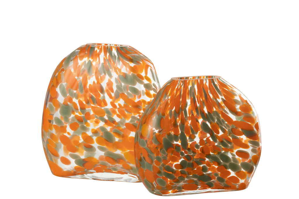 Vase Flat Spots Glass Orange/Green Large - vivahabitat.com