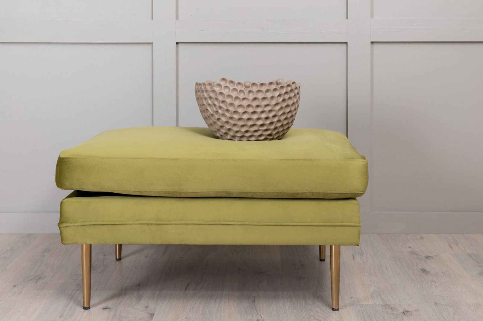 Venture Home Boom Ottoman - Brass / Green Velvet - vivahabitat.com