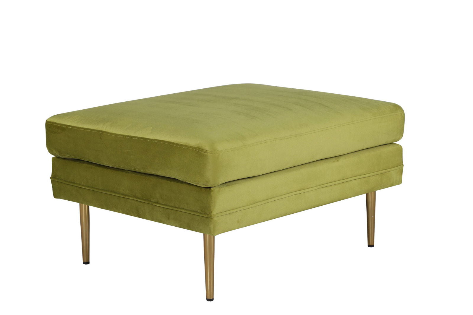 Venture Home Boom Ottoman - Brass / Green Velvet - vivahabitat.com