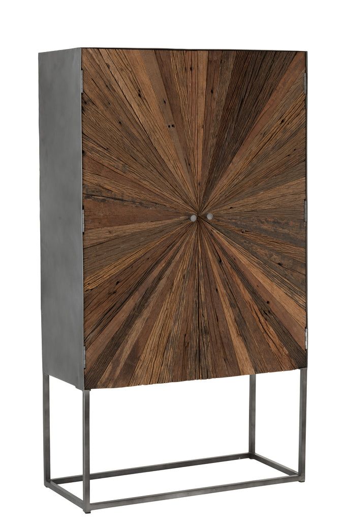 Bar Cabinet Shanil 2 Doors Wood/Iron Natural/Grey - vivahabitat.com