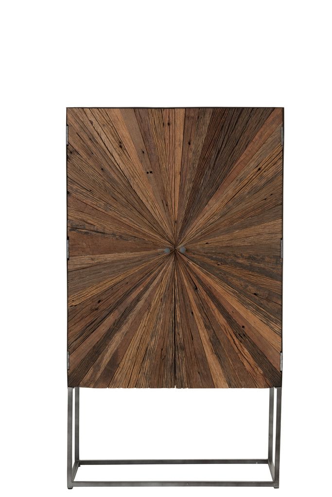 Bar Cabinet Shanil 2 Doors Wood/Iron Natural/Grey - vivahabitat.com