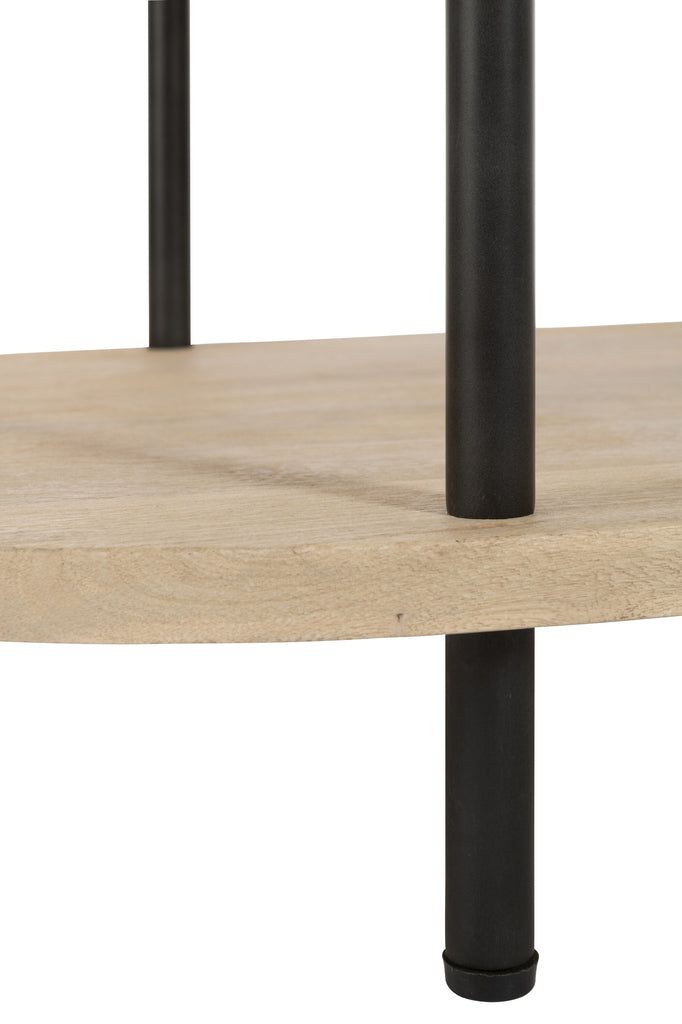 Coffee Table Oval Eli 2Shelves Mango Wood/Iron Natural/Grey - vivahabitat.com