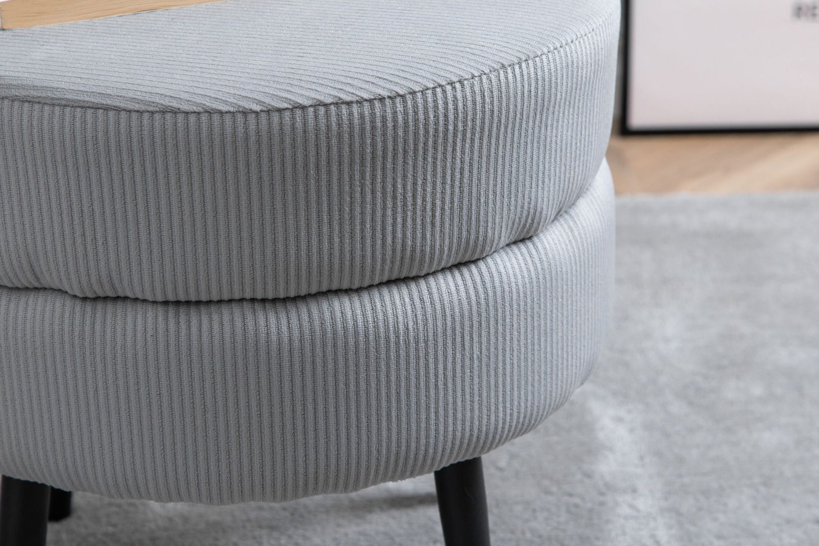 Venture Home Pot Pouf - Black / Grey Corduroy - vivahabitat.com