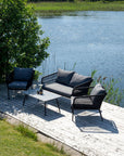 Venture Home Lindos Sofa Set - Black Alu / Black Rope / Grey Cushions - vivahabitat.com