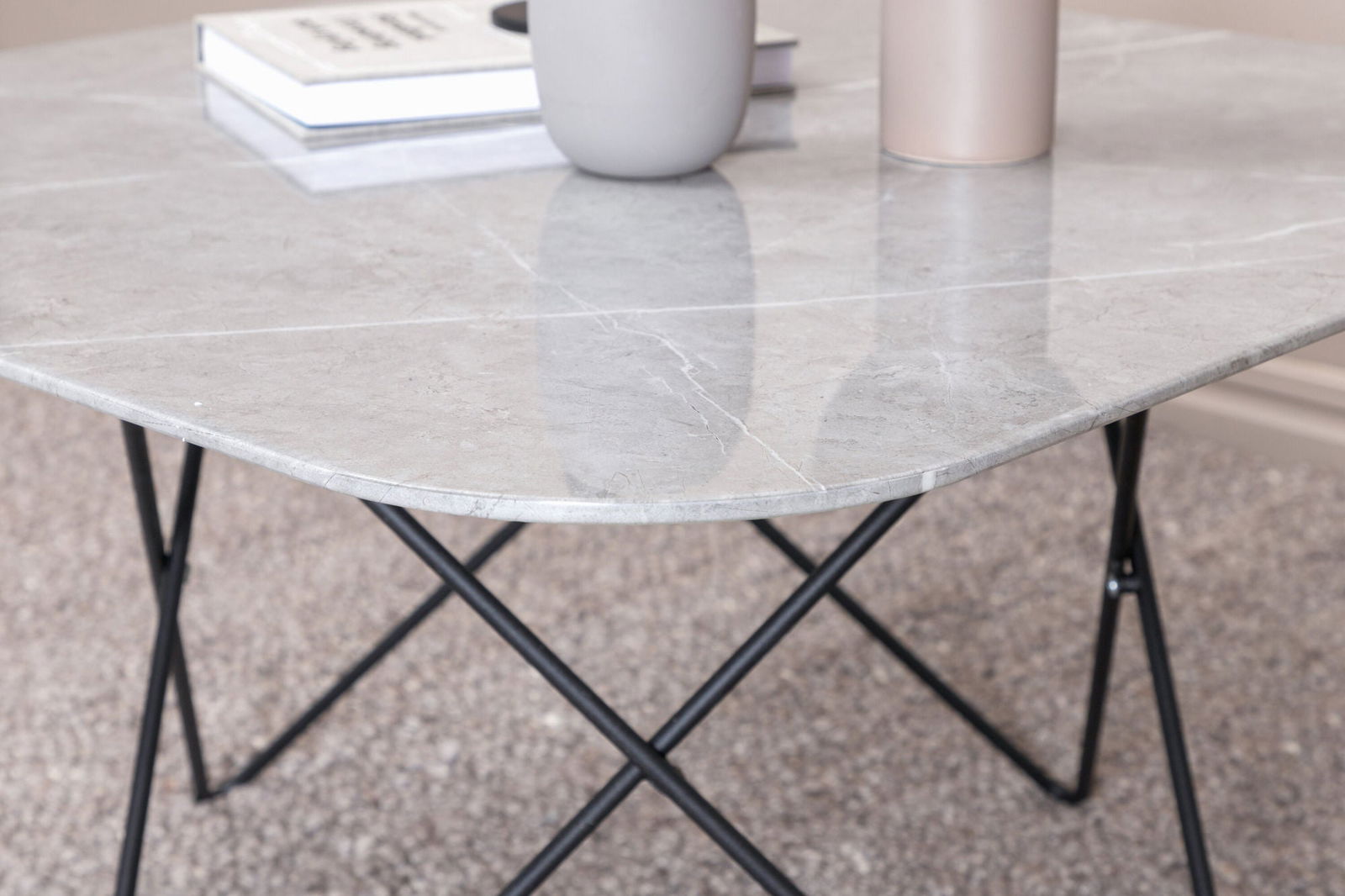 Venture Home Tristar Sofa Table - Black / Grey Glass Marble - vivahabitat.com