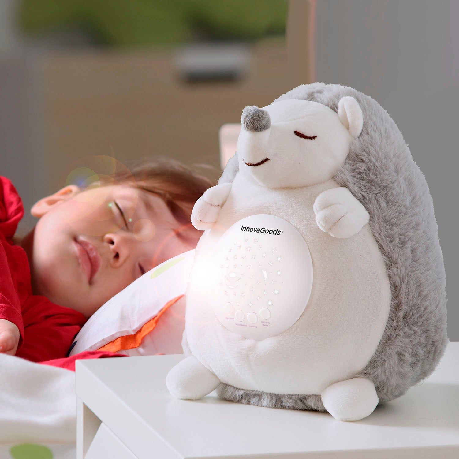 Hedgehog Soft Toy with White Noise and Nightlight Projector Spikey - vivahabitat.com