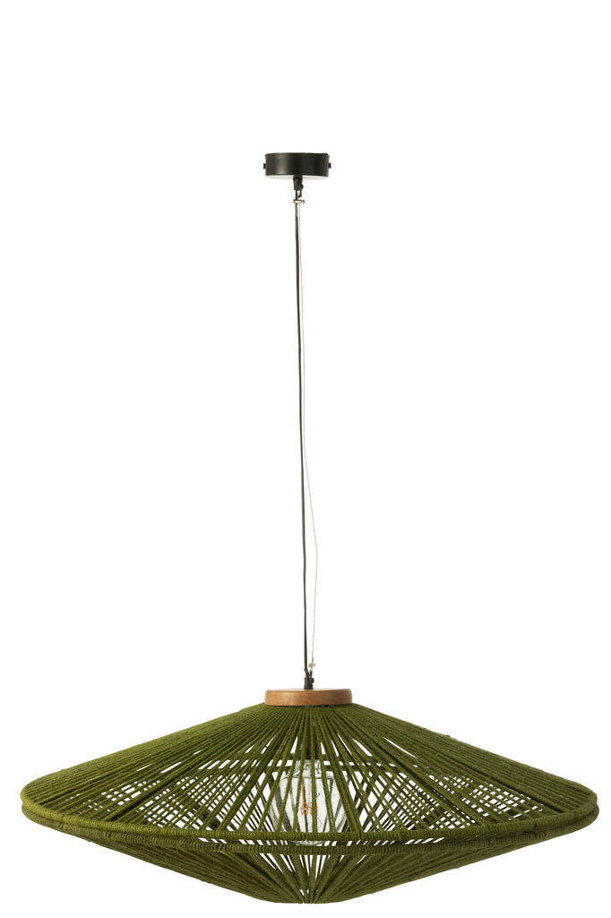 Hanging Lamp Ovni Iron/Jute Green Large - vivahabitat.com