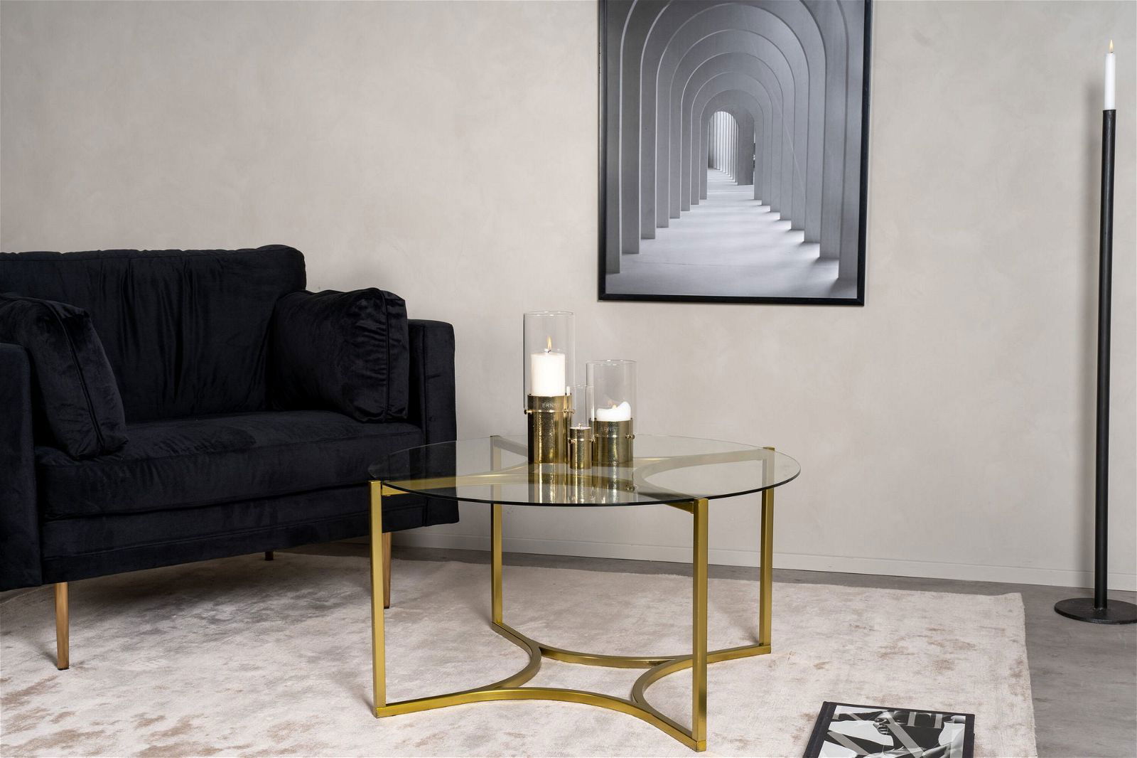 Kivik - Sofa Table - Glass / Brushed Brass - vivahabitat.com