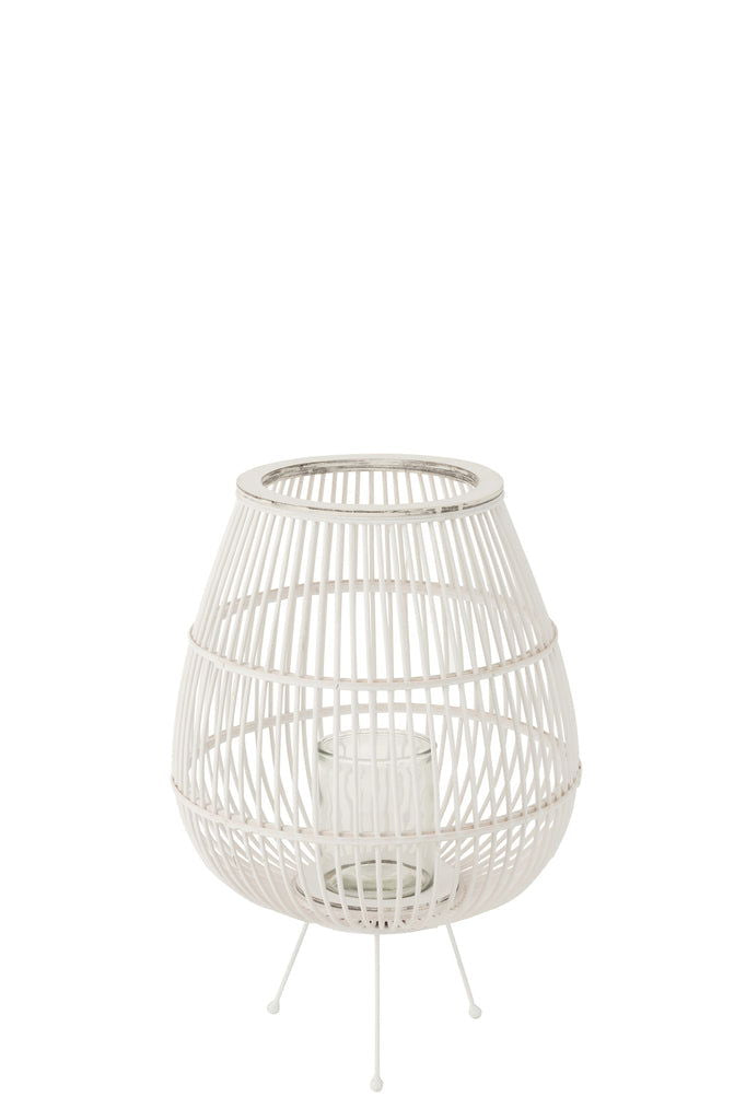 Lantern Daya Wood Matt White Large - vivahabitat.com