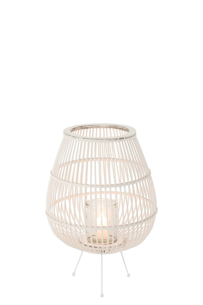 Lantern Daya Wood Matt White Large - vivahabitat.com