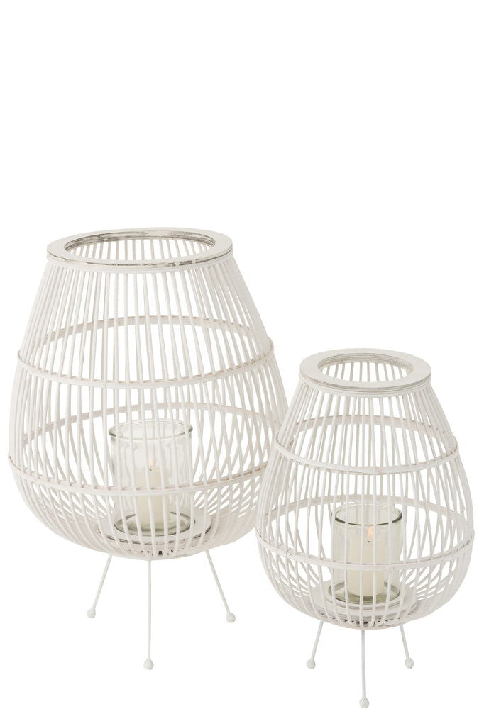 Lantern Daya Wood Matt White Large - vivahabitat.com