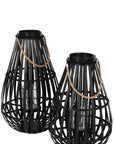 Lantern Droplet Form Bamboo Black Small - vivahabitat.com