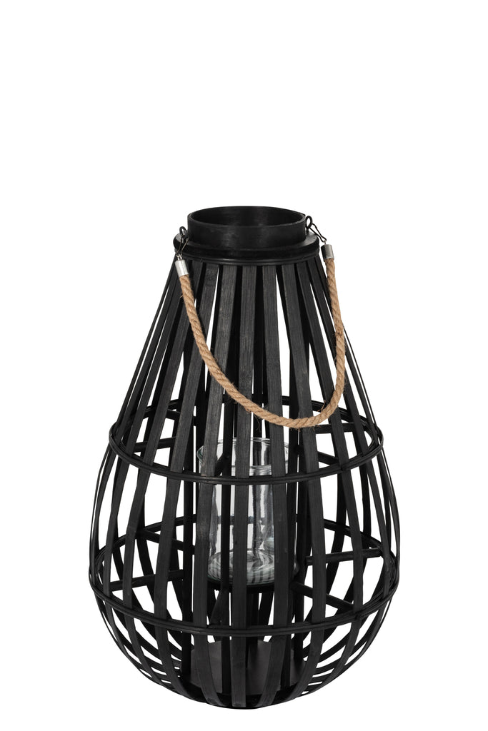 Lantern Droplet Form Bamboo Black Small - vivahabitat.com