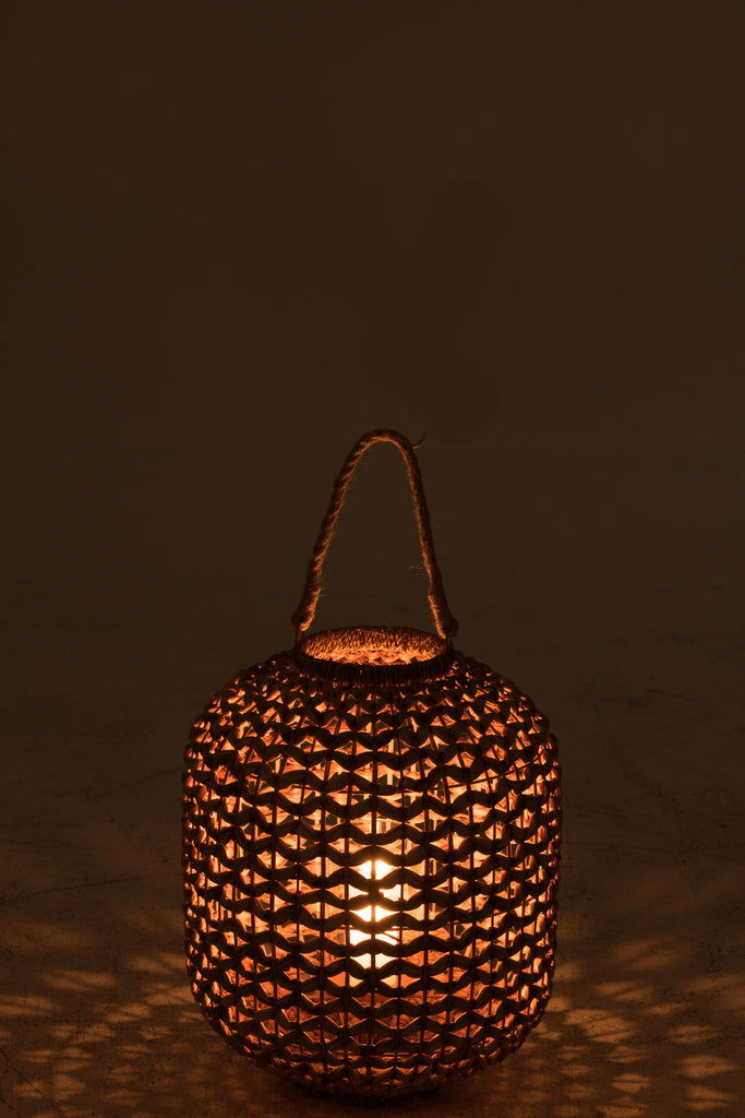 Candle Holder Lantern Lena Water Hyacinth Natural Medium - vivahabitat.com