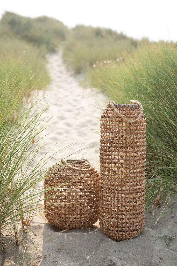 Candle Holder Lantern Lena Water Hyacinth Natural Medium - vivahabitat.com