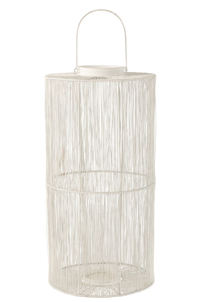 Lantern Metal Matte White Large - vivahabitat.com