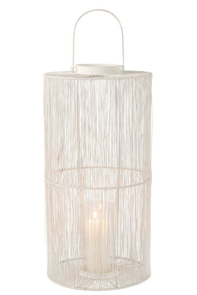 Lantern Metal Matte White Large - vivahabitat.com