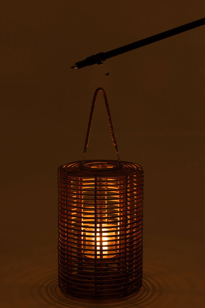 Lantern Round Long Rattan Light Natural - vivahabitat.com