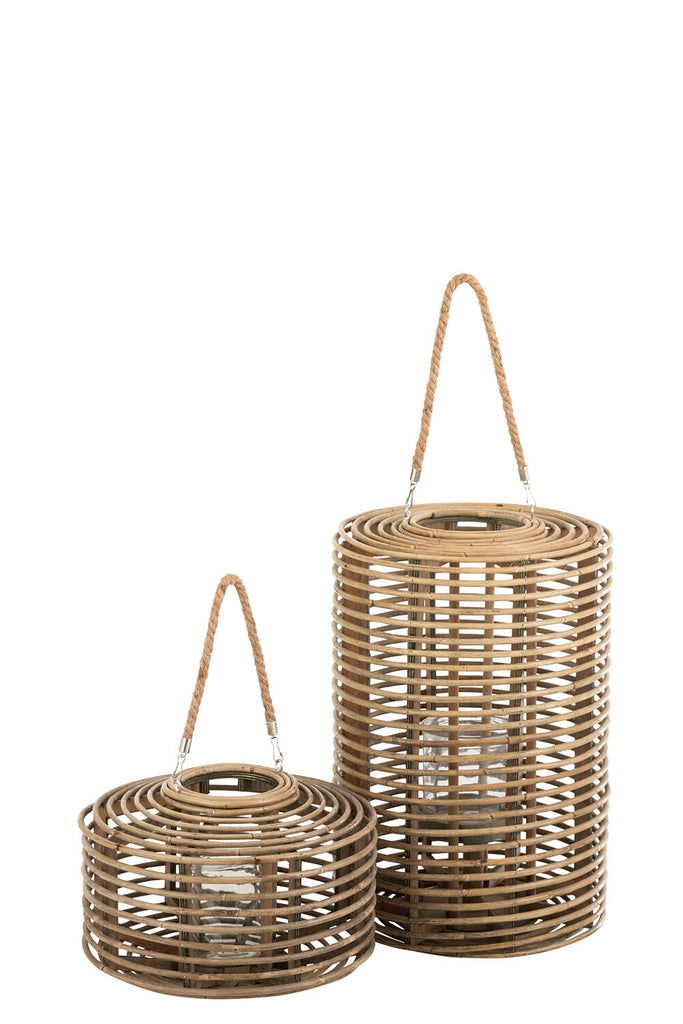 Lantern Round Long Rattan Light Natural - vivahabitat.com