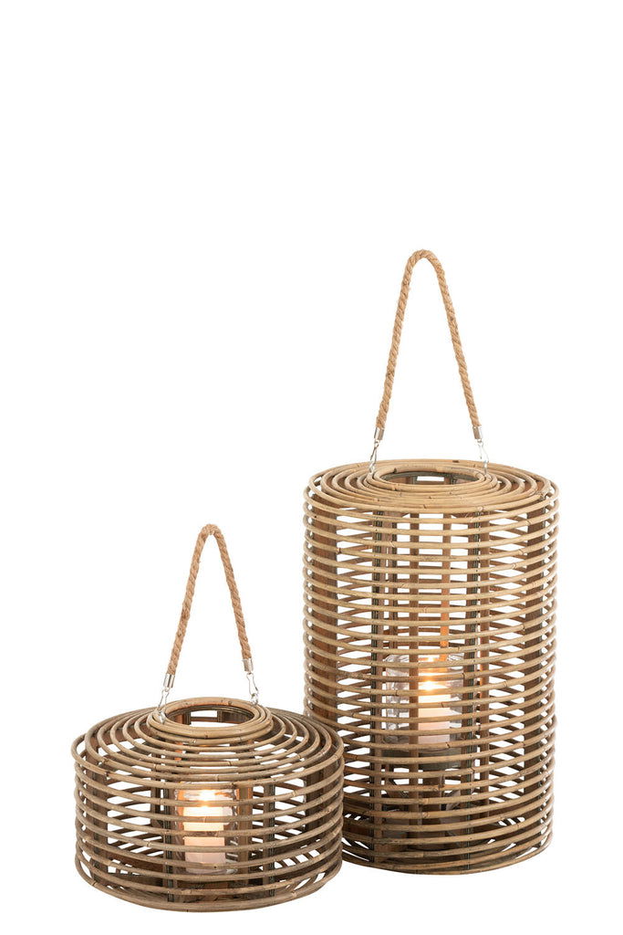 Lantern Round Long Rattan Light Natural - vivahabitat.com