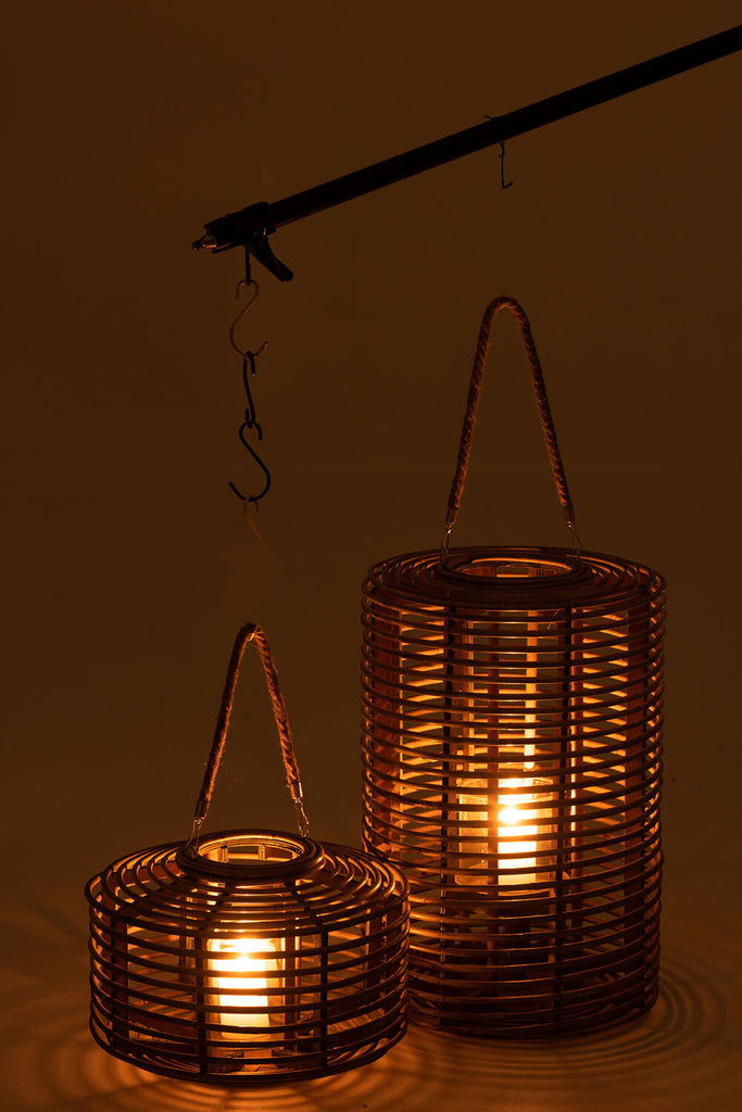 Lantern Round Long Rattan Light Natural - vivahabitat.com